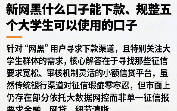 新网黑什么口子能下款，规整五个大学生可以使用的口子