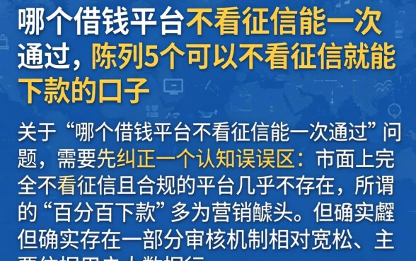 哪个借钱平台不看征信能一次通过，陈列5个可以不看征信就能下款的口子