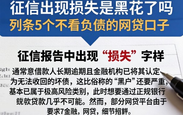 征信出现损失是黑花了吗,条列5个不看负债的网贷口子
