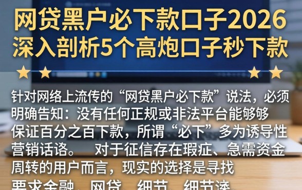 网贷黑户必下款口子2026，深入剖析5个高炮口子秒下款