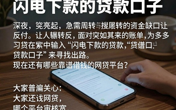 闪电下款的贷款口子,详尽说明5个靠谱借钱的网贷平台