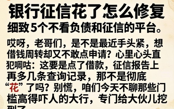 银行征信花了怎么修复，细致阐述5个不看负债和征信的平台
