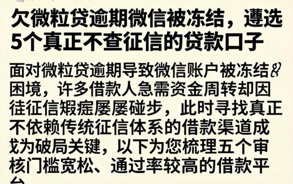 欠微粒贷逾期微信被冻结，遴选5个真正不查征信的贷款口子