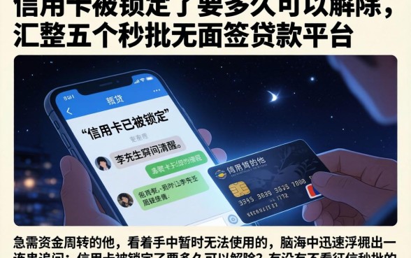 信用卡被锁定了要多久可以解除，汇整五个秒批无面签贷款平台