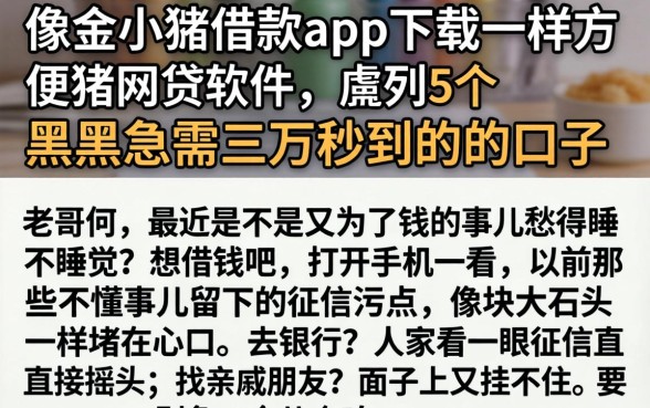 像金小豚借款app下载一样方便的网贷软件，胪列5个黑户急需三万秒到的的口子