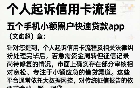 个人起诉信用卡流程，详尽说明五个手机小额黑户快速贷款app