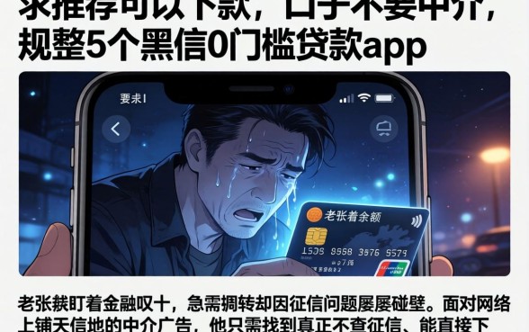 求推荐可以下款的口子不要中介，规整5个黑户0门槛贷款app
