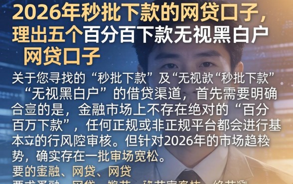 2026年秒批下款的网贷口子,理出五个百分百下款无视黑白户网贷口子