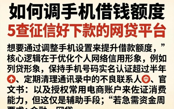 如何调手机借钱额度,陈列5个不查征信好下款的网贷平台