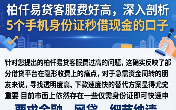 柏仟易贷客服费好高，深入剖析5个手机身份证秒借现金的口子