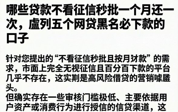 哪些贷款不看征信秒批一个月还一次，胪列五个网贷黑户必下款的口子