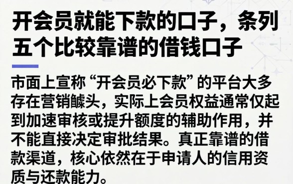 开会员就能下款的口子，条列五个比较靠谱的借钱口子