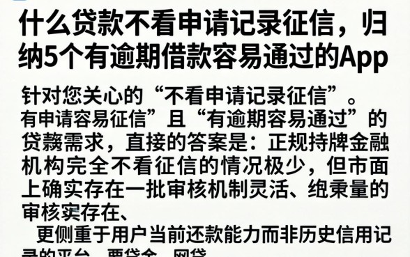 什么贷款不看申请记录征信,归纳5个有逾期借款容易通过的app