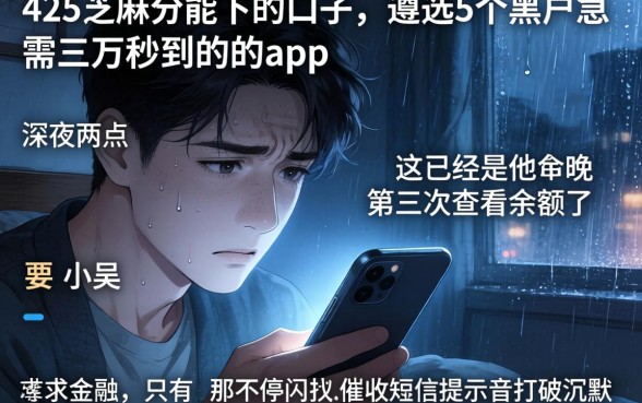 425芝麻分能下的口子，遴选5个黑户急需三万秒到的的app