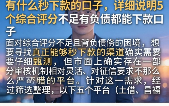 有什么秒下款的口子,详尽说明5个综合评分不足有负债都能下款口子