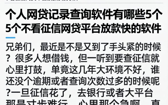 个人网贷记录查询软件有哪些，详尽说明5个不看征信网贷平台放款快的软件