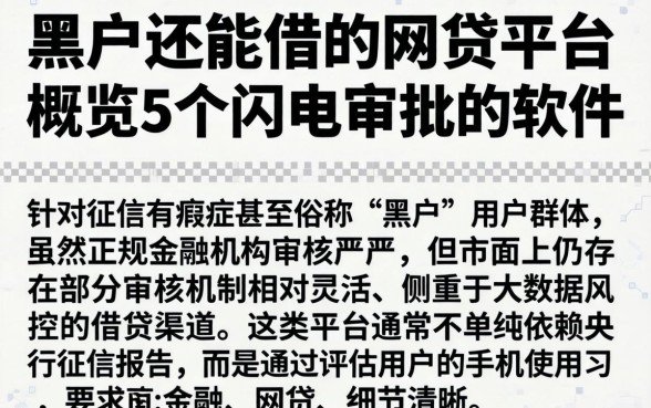 黑户还能借的网贷平台，概览5个闪电审批的软件