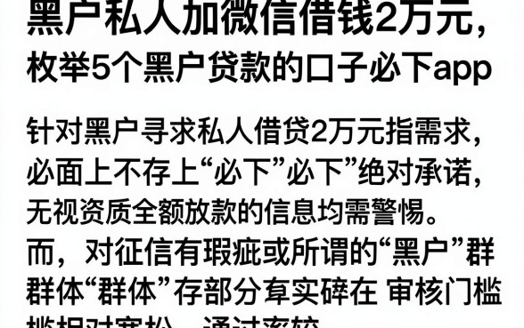 黑户私人加微信借钱2万元，枚举5个黑户贷款的口子必下app
