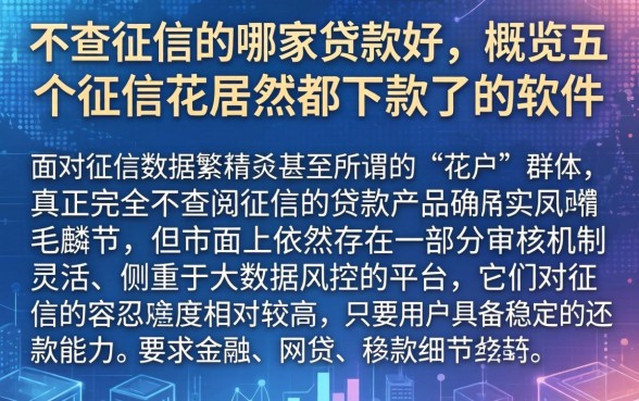 不查征信的哪家贷款好,概览五个征信花居然都下款了的软件