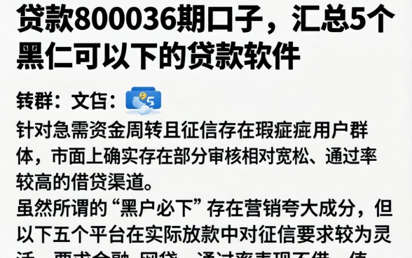 贷款800036期口子，汇总5个黑户可以下的贷款软件