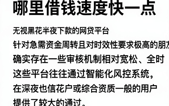 哪里借钱速度快一点,整合五个无视黑花半夜下款的网贷平台
