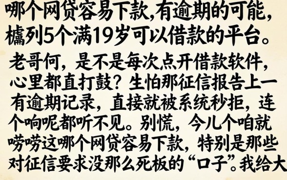 哪个网贷容易下款,有逾期的可能，胪列5个满19岁可以借款的平台
