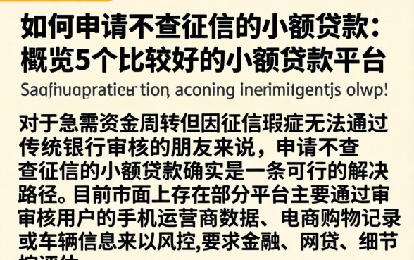 如何申请不查征信的小额贷款，概览5个比较好的小额贷款平台
