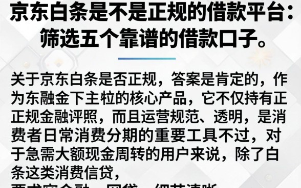 京东白条是不是正规的借款平台，筛选五个靠谱的借款口子
