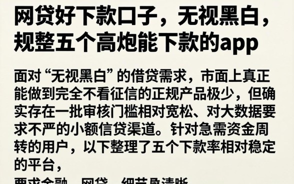 网贷好下款口子 无视黑白，规整五个高炮能下款的app