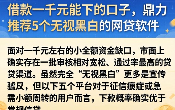 借款一千元能下的口子，鼎力推荐5个无视黑白的网贷软件