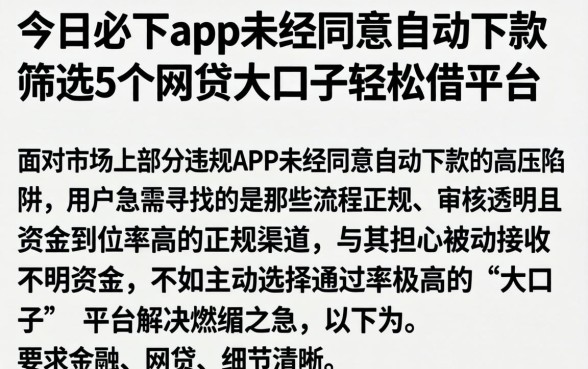 今日必下app未经同意自动下款，筛选5个网贷大口子轻松借平台