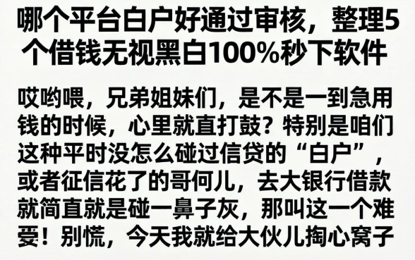 哪个平台白户好通过审核，整理5个借钱无视黑白100%秒下软件