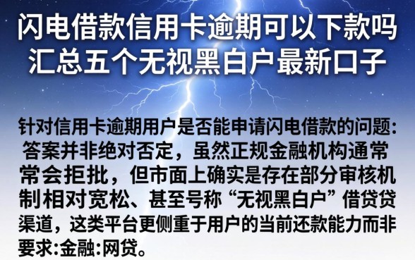 闪电借款信用卡逾期可以下款吗,汇总五个无视黑白户最新口子