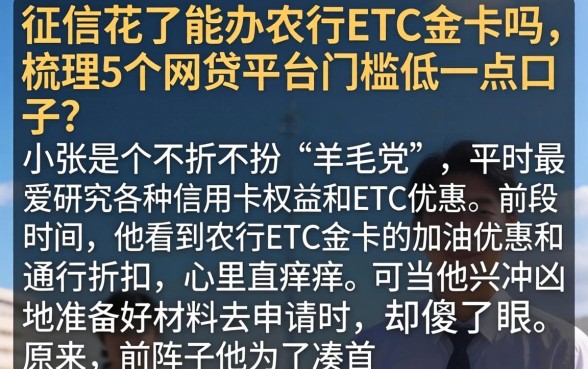 征信花了能办农行etc金卡吗，梳理5个网贷平台门槛低一点的口子