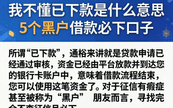 我不懂已下款是什么意思,详尽说明5个黑户借款必下口子