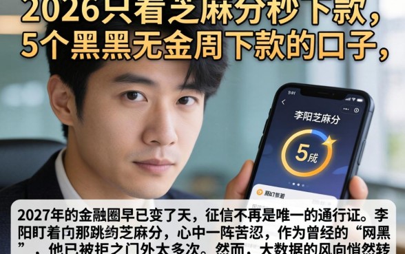 2026只看芝麻分秒下款，详细阐述5个黑户无条件下款的口子