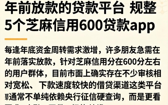 年前放款的贷款平台，规整5个芝麻信用600贷款app