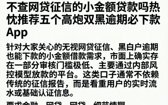 不查网贷征信的小额贷款吗，热忱推荐五个高炮双黑逾期必下款app