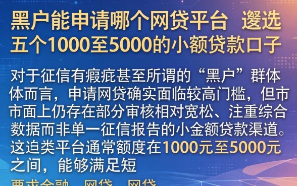 黑户能申请哪个网贷平台，遴选五个1000至5000的小额贷款口子