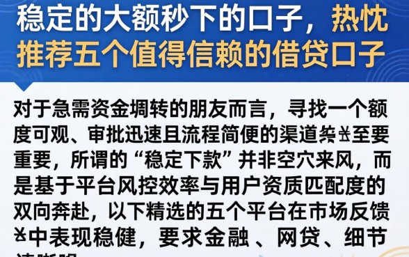 稳定的大额秒下的口子,热忱推荐五个值得信赖的借贷口子