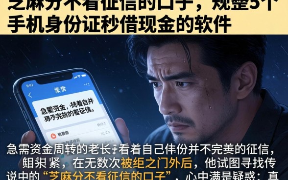 芝麻分不看征信的口子，规整5个手机身份证秒借现金的软件