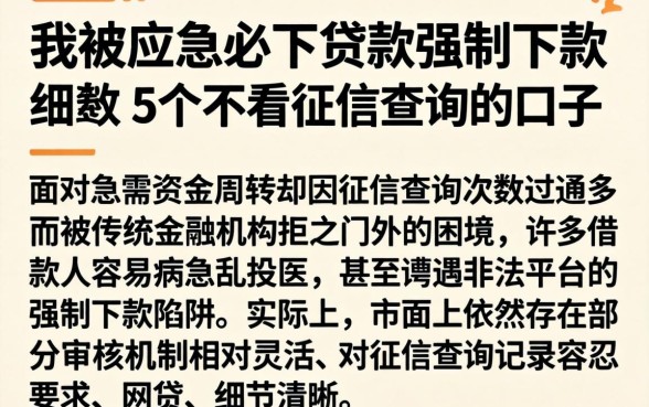 我被应急必下贷款强制下款，细致阐述5个不看征信查询的口子
