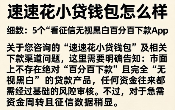 速速花小贷钱包怎么样，细致阐述5个不看征信无视黑白百分百下款app