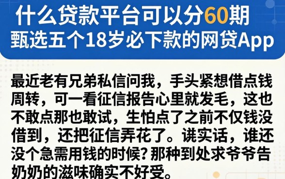 什么贷款平台可以分60期，甄选五个18岁必下款的网贷app