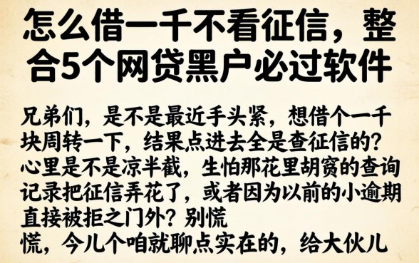 怎么借一千不看征信，整合5个网贷黑户必过软件