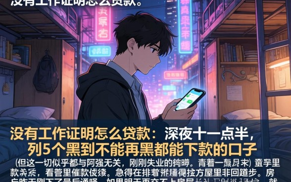 没有工作证明怎么贷款，胪列5个黑到不能再黑都能下款的口子