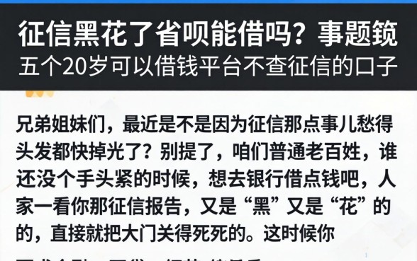 征信黑花了省呗能借吗，规整五个20岁可以借钱平台不查征信的口子