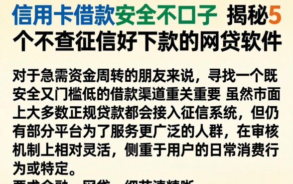信用卡借款安全的口子，揭秘5个不查征信好下款的网贷软件