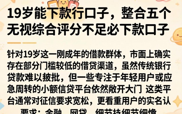 19岁能下款的口子，整合五个无视综合评分不足必下款口子
