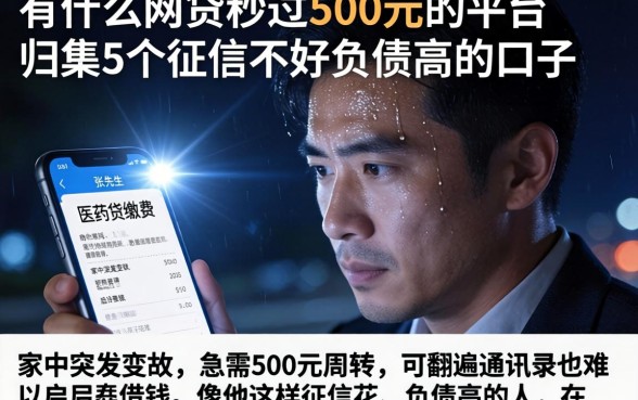 有什么网贷秒过500元的平台，归集5个征信不好负债高的口子